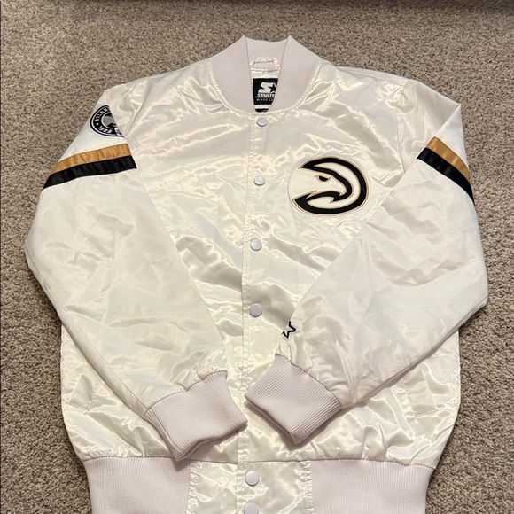 STARTER White and Gold Bomber Jacket - Picture 1 of 5